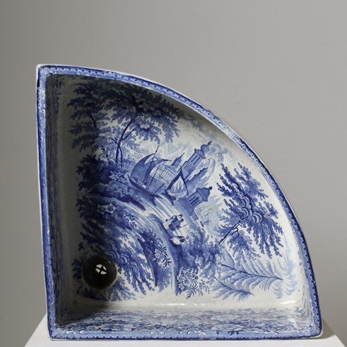 Early To Mid 19Th Century Staffordshire Blue And White Corner Sink