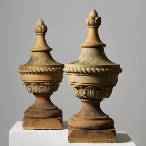 Large Pair Of 19Th Century Terracotta Gatepost Finials