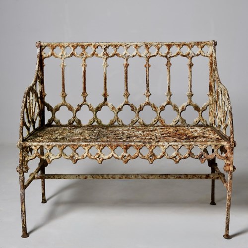 19Th Century Val D'osne Gothic Cast Iron Garden Seat / Bench
