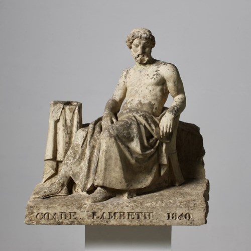 Coade Stone Fragment Of A Seated Roman Man