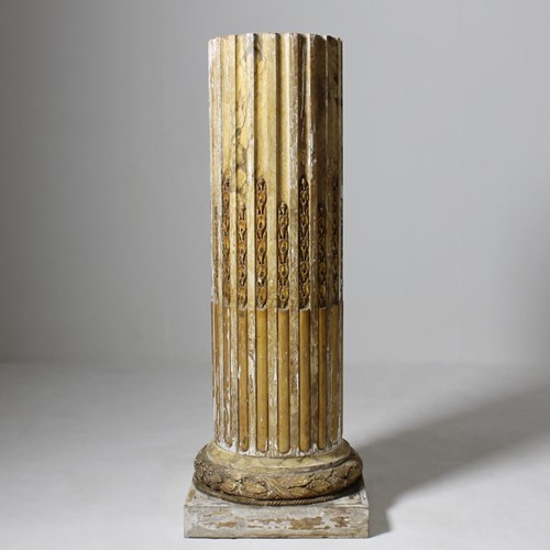 A Fine Neoclassical Faux Marble Painted And Gilded Pedestal