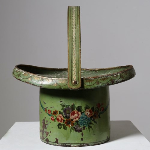 George Iii Original Painted Leather Hat Box