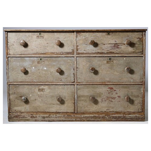 George Iii Original Painted Bank Of Drawers / Dresser Base