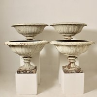 Four grand scale handyside cast iron garden urns