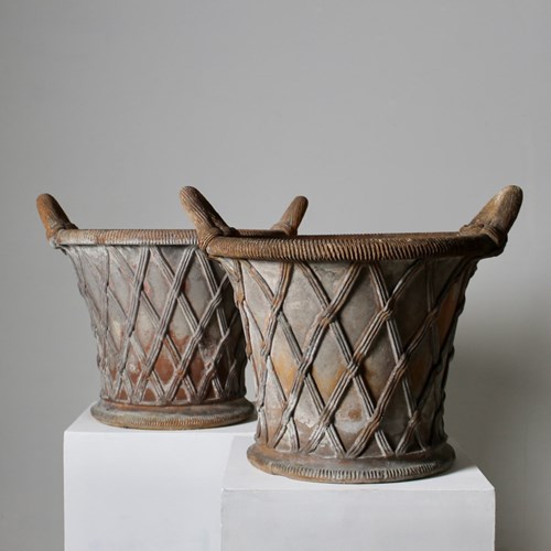 Pair Of 19Th Century John Mathews Royal Pottery Terracotta Garden Urns