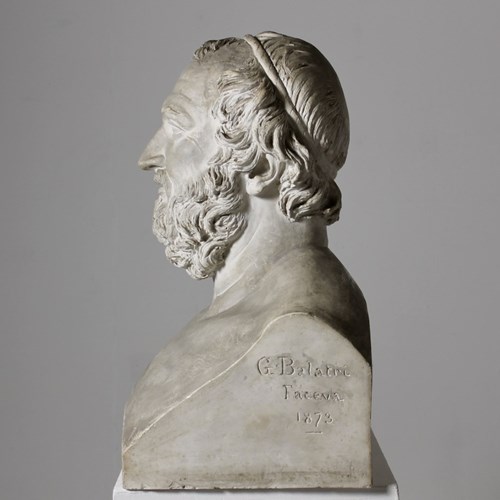 Very Large 19Th Century Plaster Library Bust Of Plato