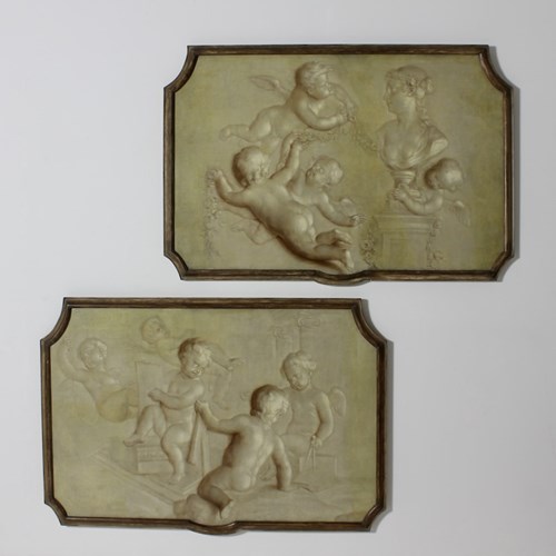 Pair Of 18Th Century En Grisaille Paintings 