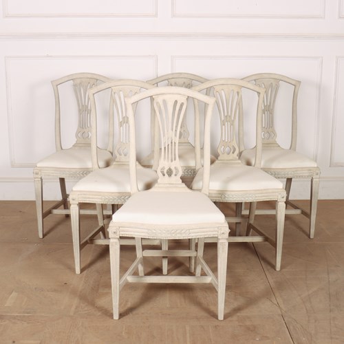 Set Of 6 Gustavian Style Dining Chairs