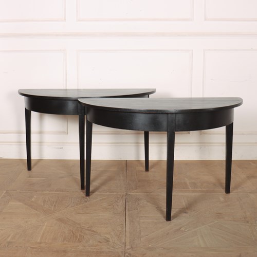 Pair Of English Demi-Lune Console Tables
