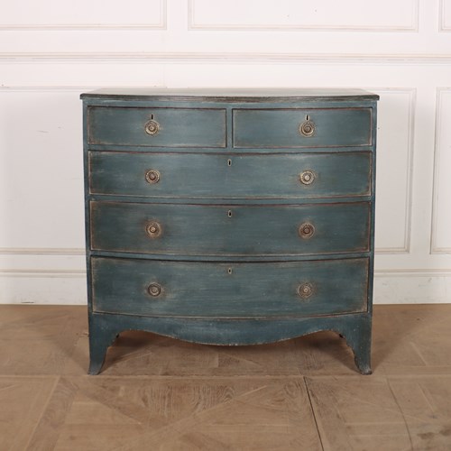 English Painted Bow Front Chest Of Drawers