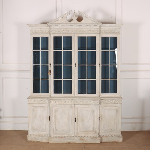 English Painted Breakfront Bookcase