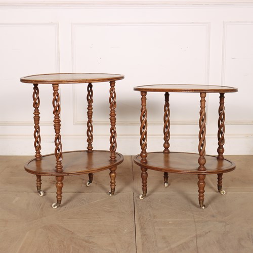 Pair Of English Two Tier Lamp Tables