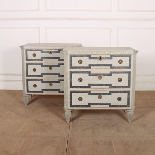 Pair Of Swedish Decorated Commodes