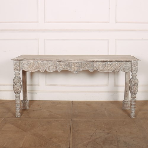 English Carved And Bleached Console Table
