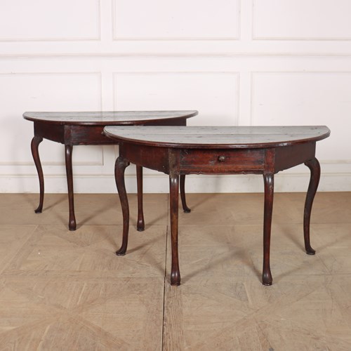 Pair Of Italian Demi-Lune Console Tables