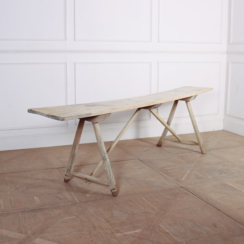 French Oak And Poplar Trestle Table