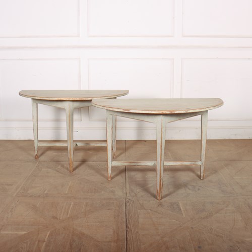 Pair Of Swedish Demi Lune Console Tables