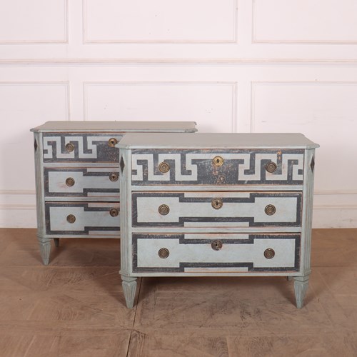 Pair Of Swedish Painted Commodes