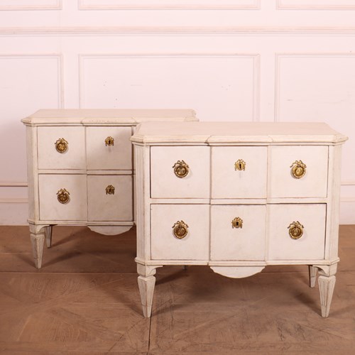 Pair Of Swedish Painted Commodes