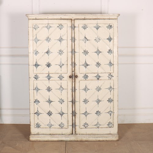 English Painted Linen Cupboard
