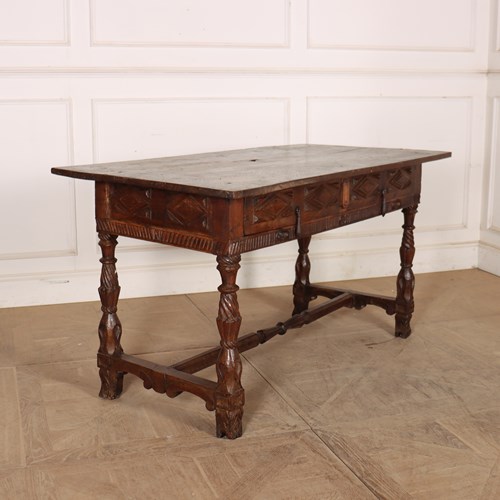 Portuguese Carved Chestnut Desk