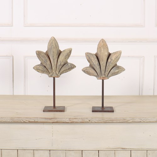 Pair Of Stone Fragments On Stand