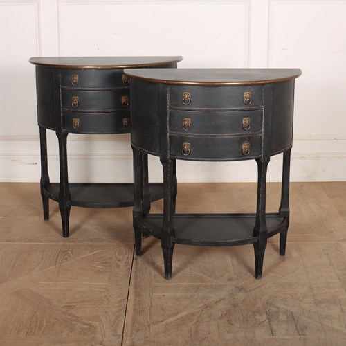 Pair Of Dutch Demi-Lune Bedside Tables