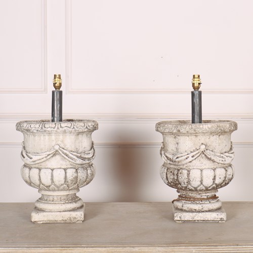 Pair Of Stone Urn Lamps