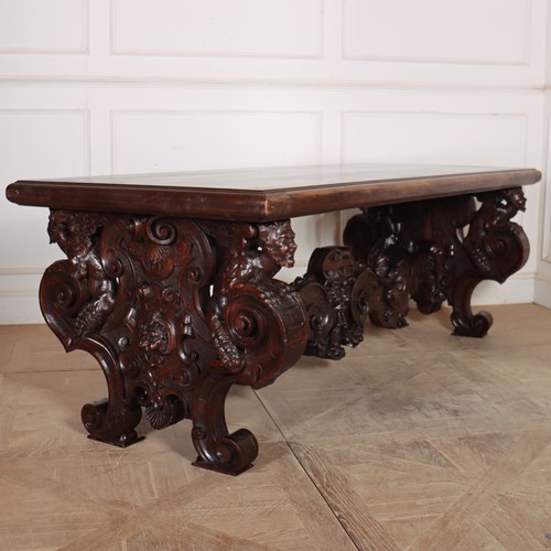 19Thc Italian Carved Walnut Centre Table