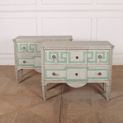Pair Of Swedish Decorated Commodes