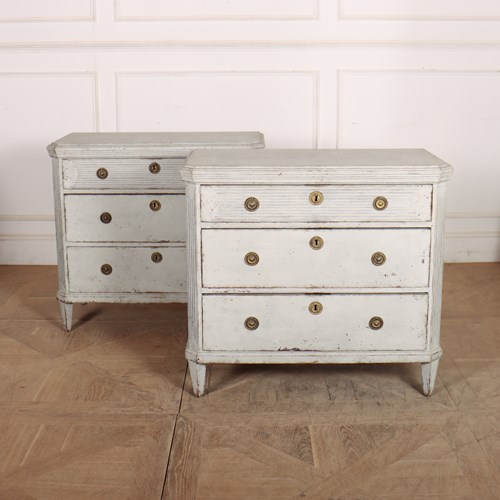 Pair Of Swedish Painted Commodes