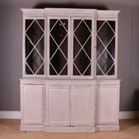 English Painted Breakfront Library Bookcase