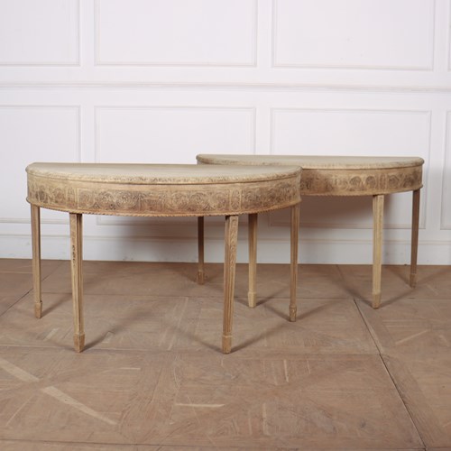 Pair Of Bleached Walnut Console Tables