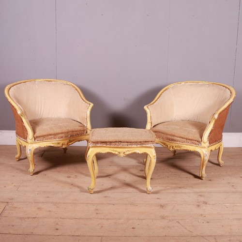 Pair of Venetian Armchairs and Stool