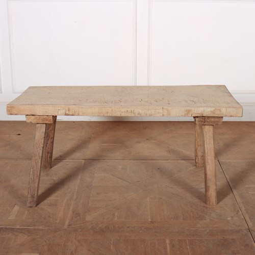 French Scrubbed Sycamore And Elm Trestle Table