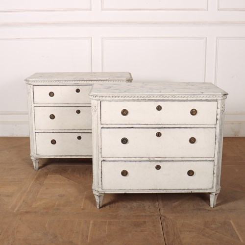 Pair Of Swedish Painted Commodes