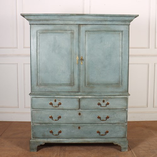 18Th Century Painted Linen Cupboard