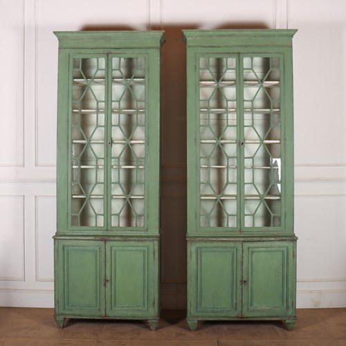 Pair Of Narrow Painted Bookcases