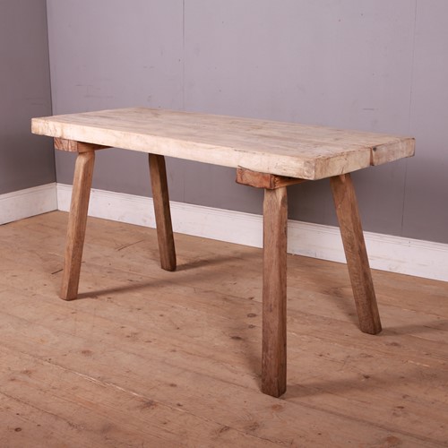 French Scrubbed Sycamore And Elm Trestle Table
