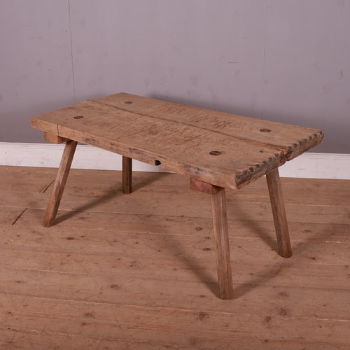 French Scrubbed Sycamore And Elm Trestle Table