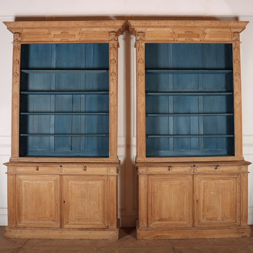 Pair Of French Bleached Oak Bookcases