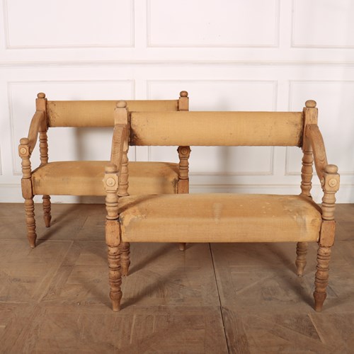 Pair Of French Bleached Oak Settles