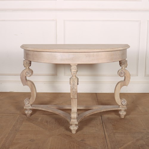 Bleached Walnut Demi Lune Console