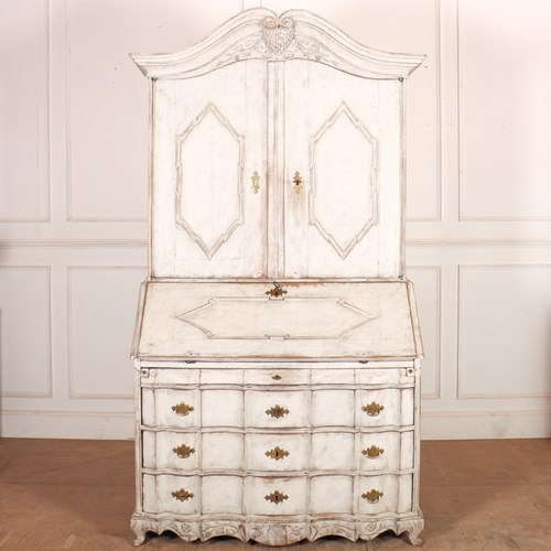 18Th Century Painted Rococo Bureau Bookcase