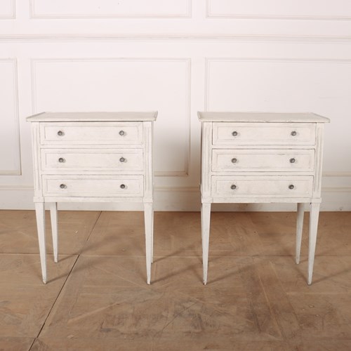 Pair Of French Painted Bedside Commodes