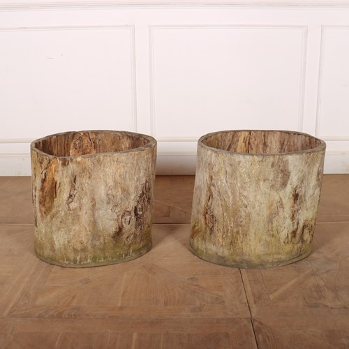 Pair Of Dug Out Sycamore Planters