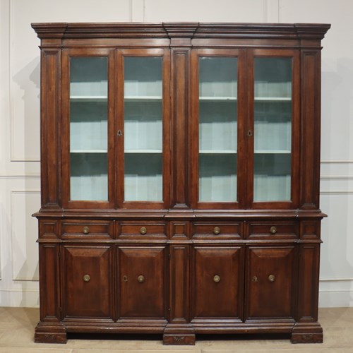 Italian Walnut Glazed Bookcase