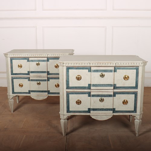 Pair Of Swedish Painted Commodes