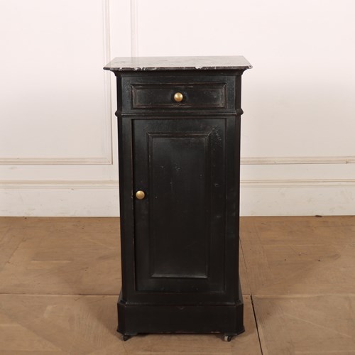 French Painted Marble Top Bedside Table