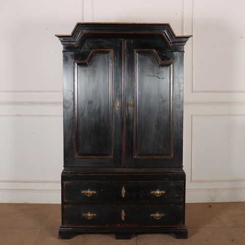 18Th Century Swedish Painted Linen Cupboard